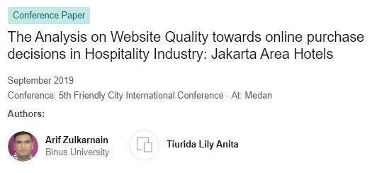THE ANALYSIS ON WEBSITE QUALITY TOWARDS ONLINE PURCHASE DECISIONS IN HOSPITALITY INDUSTRY: JAKARTA AREA HOTELS